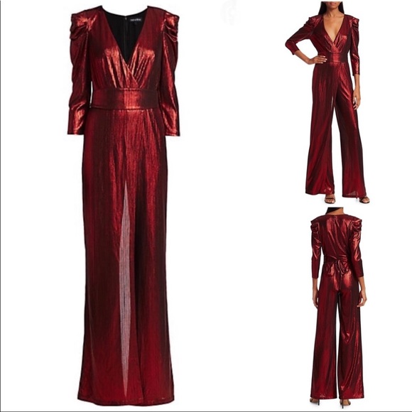 retrofete Pants - Retrofete | Red Metallic Jumpsuit Top Pants XL